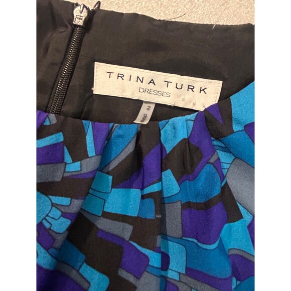 Trina Turk Multicolor Geometric Print Mixed Media Dress Size 2 - Picture 5 of 5